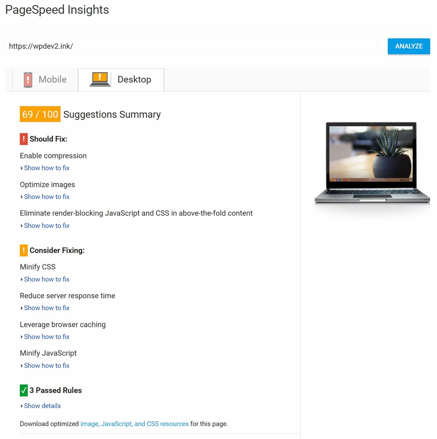 Shared hosting score on Google PageSpeed Insights Pontuação de hospedagem compartilhada no Google PageSpeed Insights